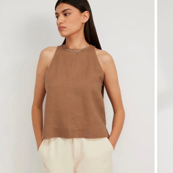 Everlane | The Linen High-Neck Tank in Carob Brown - Picture 1 of 11